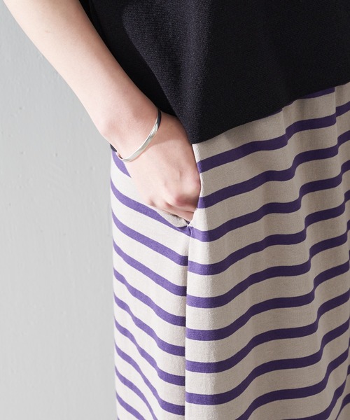 BEARDSLEY(ビアズリー)の「【OT】珍しいパープルボーダースカート(スカート・レディース・モカ・FREE)」の5枚目の写真