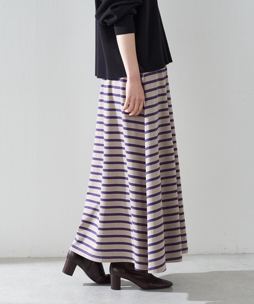 BEARDSLEY(ビアズリー)の「【OT】珍しいパープルボーダースカート(スカート・レディース・モカ・FREE)」の7枚目の写真