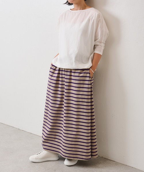 BEARDSLEY(ビアズリー)の「【OT】珍しいパープルボーダースカート(スカート・レディース・モカ・FREE)」の18枚目の写真