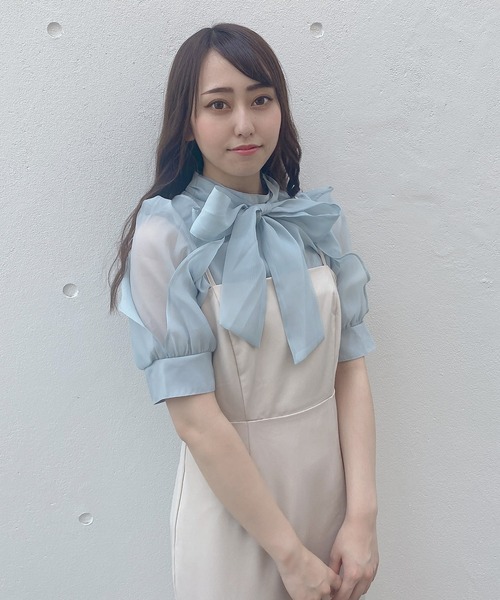 abc une face(アーベーセーアンフェイス)の「オーガンフリルブラウス(シャツ/ブラウス・レディース・ライトピンク/ホワイト系その他/ライトブルー/ブラック/ホワイト/ブルー系その他/グレー系その他/ベージュ系その他・FREE)」の7枚目の写真