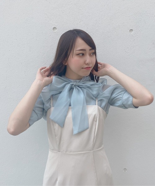 abc une face(アーベーセーアンフェイス)の「オーガンフリルブラウス(シャツ/ブラウス・レディース・ライトピンク/ホワイト系その他/ライトブルー/ブラック/ホワイト/ブルー系その他/グレー系その他/ベージュ系その他・FREE)」の21枚目の写真