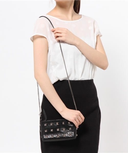 ROSE BUD（ローズバッド）の「 B145035 LAMB LEATHER STUDS POCHETTE（ショルダーバッグ・レディース・パープル/ブラック・ONE SIZE）」の9枚目の写真