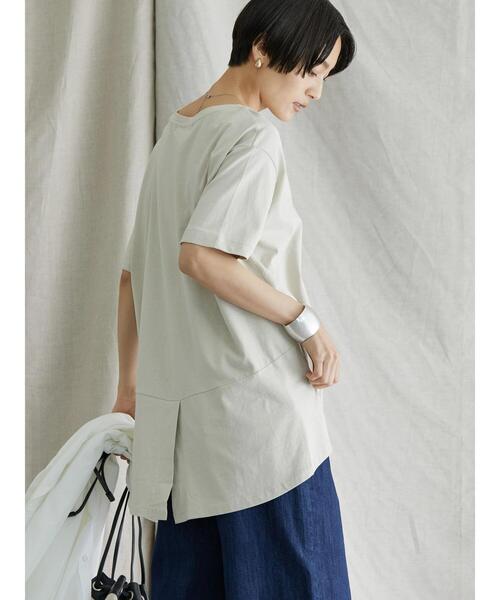 AMERICAN HOLIC（アメリカンホリック）の「バックドレープ半袖カットチュニック（Tシャツ/カットソー・レディース・ブルー/ライトベージュ/ブラック・M/L）」の8枚目の写真