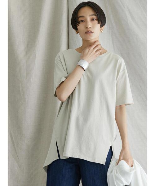 AMERICAN HOLIC（アメリカンホリック）の「バックドレープ半袖カットチュニック（Tシャツ/カットソー・レディース・ブルー/ライトベージュ/ブラック・M/L）」の10枚目の写真