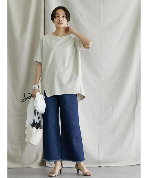 AMERICAN HOLIC（アメリカンホリック）の「バックドレープ半袖カットチュニック（Tシャツ/カットソー・レディース・ブルー/ライトベージュ/ブラック・M/L）」の16枚目の写真