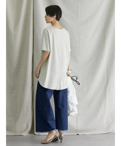 AMERICAN HOLIC（アメリカンホリック）の「バックドレープ半袖カットチュニック（Tシャツ/カットソー・レディース・ブルー/ライトベージュ/ブラック・M/L）」の18枚目の写真