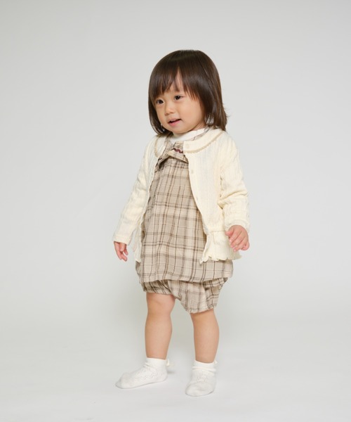 kids zoo(キッズズー)の「ケーブルJQカーディガン(カーディガン/ボレロ・キッズ・ホワイト/ピンク・90/80)」の10枚目の写真