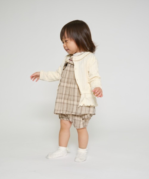 kids zoo(キッズズー)の「ケーブルJQカーディガン(カーディガン/ボレロ・キッズ・ホワイト/ピンク・90/80)」の9枚目の写真