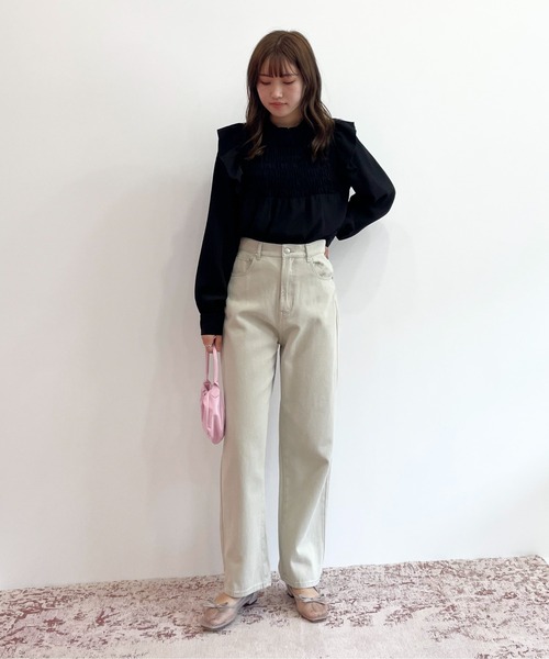 EPIMI E'PIMMY(エピミエピミー)の「シャーリングフリルブラウス(シャツ/ブラウス・レディース・ブラック/ベージュ/オフホワイト・MEDIUM)」の13枚目の写真