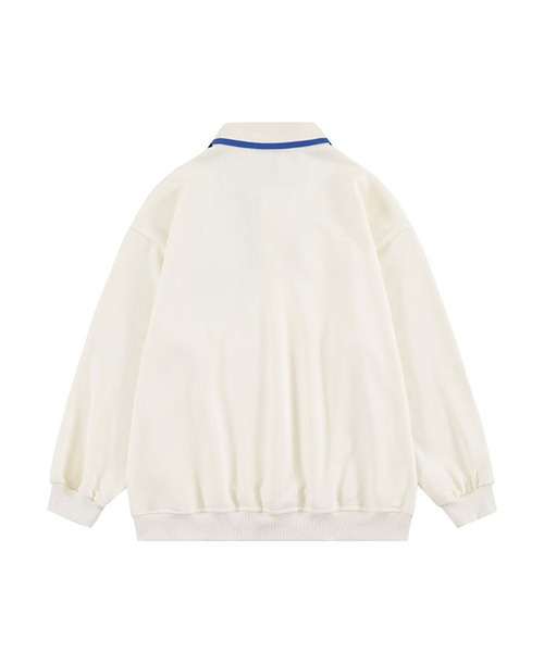 HOOK（フック）の「【HOOK】編み上げ花モチーフ付きポロシャツ風スウェット（スウェット・メンズ・ライトベージュ/ブラック・XL/M/L）」の4枚目の写真