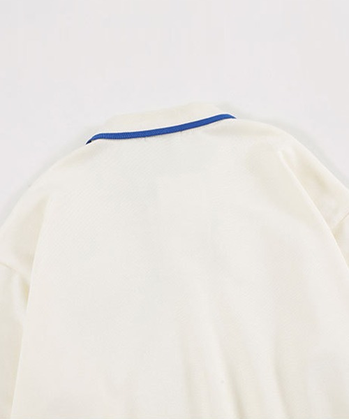 HOOK（フック）の「【HOOK】編み上げ花モチーフ付きポロシャツ風スウェット（スウェット・メンズ・ライトベージュ/ブラック・XL/M/L）」の11枚目の写真