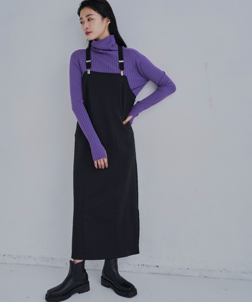 CLEARIMPRESSION （クリアインプレッション）の「【長さ調整可能】サスペンダーナローワンピース（ワンピース・レディース・ブラック/グレー・FREE）」の9枚目の写真