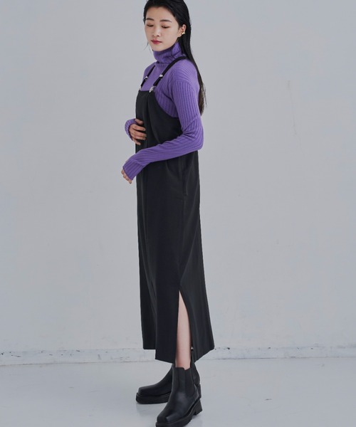 CLEARIMPRESSION （クリアインプレッション）の「【長さ調整可能】サスペンダーナローワンピース（ワンピース・レディース・ブラック/グレー・FREE）」の3枚目の写真