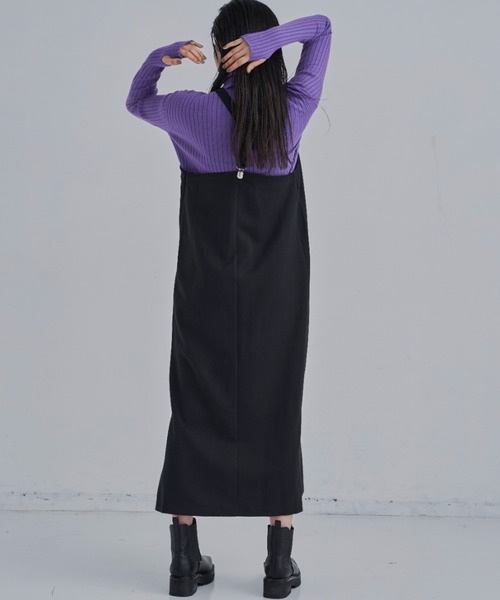 CLEARIMPRESSION （クリアインプレッション）の「【長さ調整可能】サスペンダーナローワンピース（ワンピース・レディース・ブラック/グレー・FREE）」の7枚目の写真