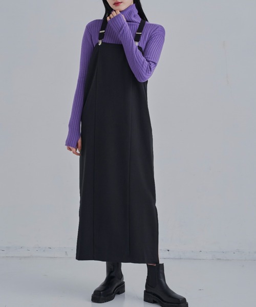 CLEARIMPRESSION （クリアインプレッション）の「【長さ調整可能】サスペンダーナローワンピース（ワンピース・レディース・ブラック/グレー・FREE）」の18枚目の写真