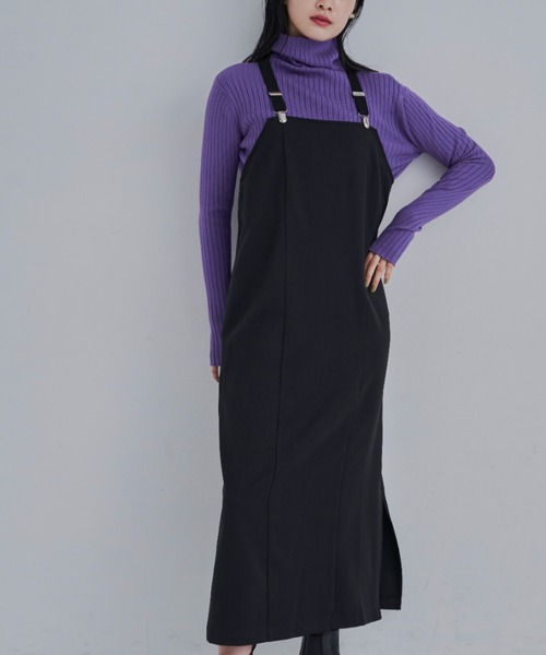 CLEARIMPRESSION （クリアインプレッション）の「【長さ調整可能】サスペンダーナローワンピース（ワンピース・レディース・ブラック/グレー・FREE）」の14枚目の写真