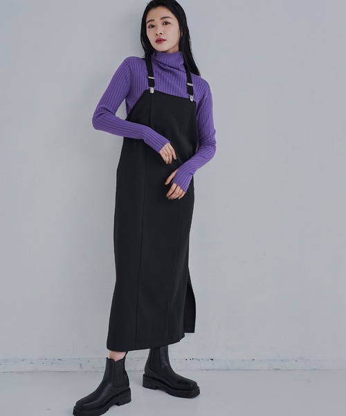 CLEARIMPRESSION （クリアインプレッション）の「【長さ調整可能】サスペンダーナローワンピース（ワンピース・レディース・ブラック/グレー・FREE）」の20枚目の写真