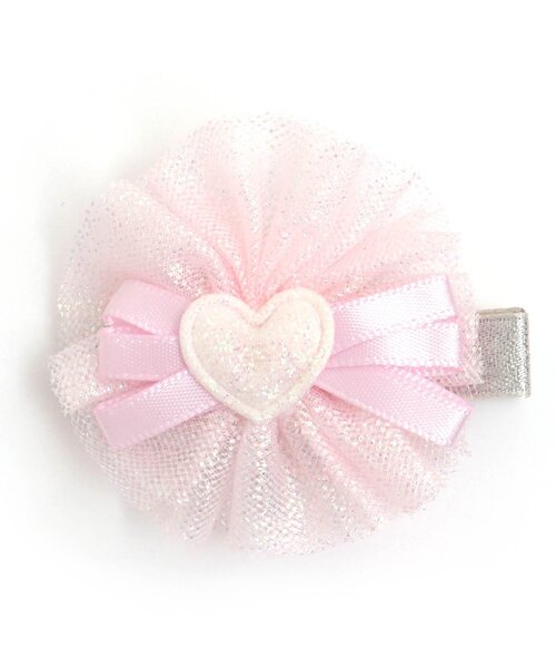 apres les cours（アプレレクール）の「チュール&ビースヘアクリップ（バレッタ/ヘアクリップ・キッズ・ピンク/アイボリー/レインボー/サーモンピンク・FREE）」の2枚目の写真