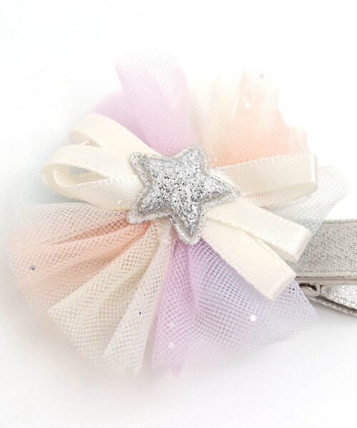 apres les cours（アプレレクール）の「チュール&ビースヘアクリップ（バレッタ/ヘアクリップ・キッズ・ピンク/アイボリー/レインボー/サーモンピンク・FREE）」の8枚目の写真
