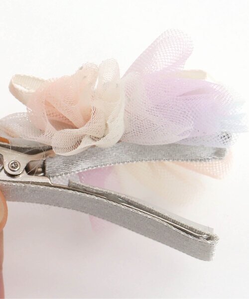 apres les cours（アプレレクール）の「チュール&ビースヘアクリップ（バレッタ/ヘアクリップ・キッズ・ピンク/アイボリー/レインボー/サーモンピンク・FREE）」の5枚目の写真