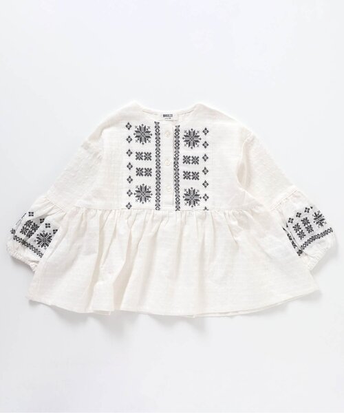 BREEZE（ブリーズ）の「袖刺繍チュニック（チュニック・キッズ・チャコール/オフホワイト・90/120/80/130/140/110/100）」の6枚目の写真