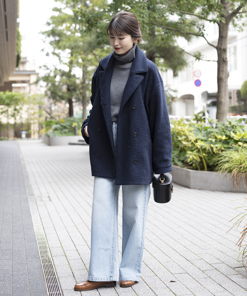 Oriens JOURNAL STANDARD（オリエンス ジャーナルスタンダード）の「【"GOOD GIRL” / グッドガール】イタリアファブリックショートコート（ピーコート・レディース・ラスタ/ネイビー/ブルー系その他・SMALL/MEDIUM）」の4枚目の写真