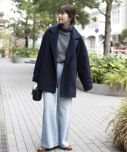 Oriens JOURNAL STANDARD（オリエンス ジャーナルスタンダード）の「【"GOOD GIRL” / グッドガール】イタリアファブリックショートコート（ピーコート・レディース・ラスタ/ネイビー/ブルー系その他・SMALL/MEDIUM）」の5枚目の写真