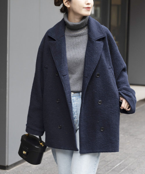 Oriens JOURNAL STANDARD（オリエンス ジャーナルスタンダード）の「【"GOOD GIRL” / グッドガール】イタリアファブリックショートコート（ピーコート・レディース・ラスタ/ネイビー/ブルー系その他・SMALL/MEDIUM）」の8枚目の写真