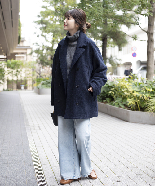 Oriens JOURNAL STANDARD（オリエンス ジャーナルスタンダード）の「【"GOOD GIRL” / グッドガール】イタリアファブリックショートコート（ピーコート・レディース・ラスタ/ネイビー/ブルー系その他・SMALL/MEDIUM）」の11枚目の写真