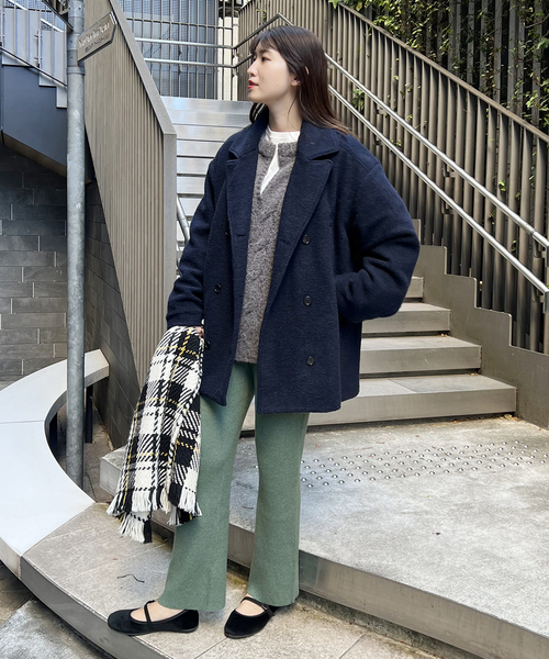 Oriens JOURNAL STANDARD（オリエンス ジャーナルスタンダード）の「【"GOOD GIRL” / グッドガール】イタリアファブリックショートコート（ピーコート・レディース・ラスタ/ネイビー/ブルー系その他・SMALL/MEDIUM）」の14枚目の写真