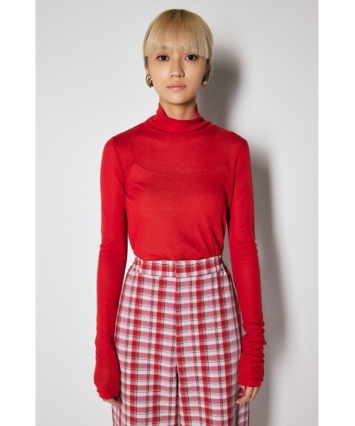 MOUSSY(マウジー)の「LOOSE FIT HIGH NECK トップス(Tシャツ/カットソー・レディース・レッド/ダークグリーン/オフホワイト/ブラック系その他・FREE)」の5枚目の写真