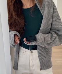 LAFFMO | フロントジップアップリブニットパーカー(パーカー)