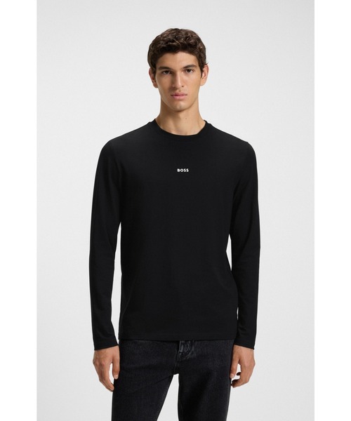 BOSS(ボス)の「【オンライン限定】コントラストロゴ ストレッチコットン レギュラーフィット Tシャツ(Tシャツ/カットソー・メンズ・ホワイト/ブラック・L/M/XL/XXL/S/XXXL)」の1枚目の写真