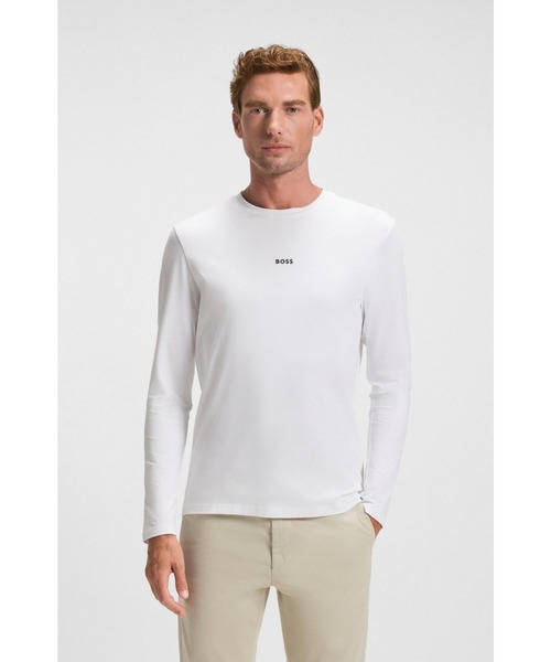 BOSS(ボス)の「【オンライン限定】コントラストロゴ ストレッチコットン レギュラーフィット Tシャツ(Tシャツ/カットソー・メンズ・ホワイト/ブラック・L/M/XL/XXL/S/XXXL)」の4枚目の写真