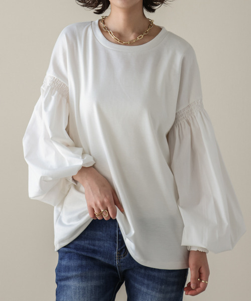 SUGAR BISKET(シュガービスケット)の「異素材バルーンスリーブプルオーバー(Tシャツ/カットソー・レディース・ブラック/ホワイト・フリー)」の9枚目の写真