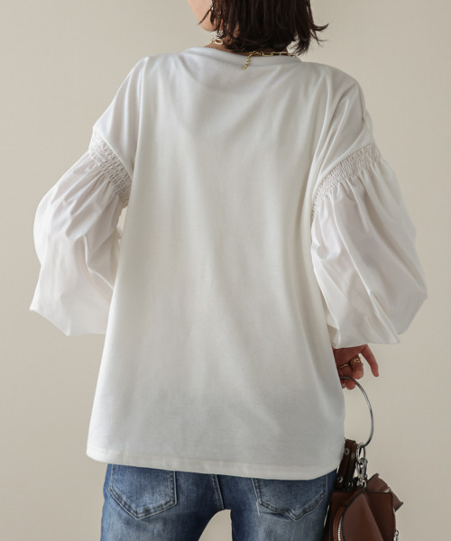 SUGAR BISKET(シュガービスケット)の「異素材バルーンスリーブプルオーバー(Tシャツ/カットソー・レディース・ブラック/ホワイト・フリー)」の11枚目の写真