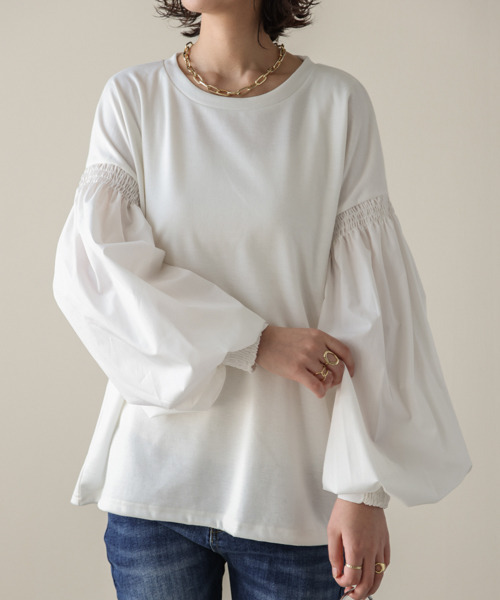 SUGAR BISKET(シュガービスケット)の「異素材バルーンスリーブプルオーバー(Tシャツ/カットソー・レディース・ブラック/ホワイト・フリー)」の13枚目の写真
