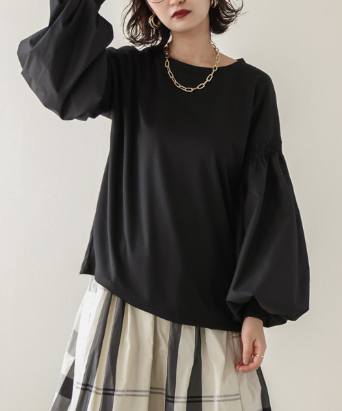 SUGAR BISKET(シュガービスケット)の「異素材バルーンスリーブプルオーバー(Tシャツ/カットソー・レディース・ブラック/ホワイト・フリー)」の15枚目の写真