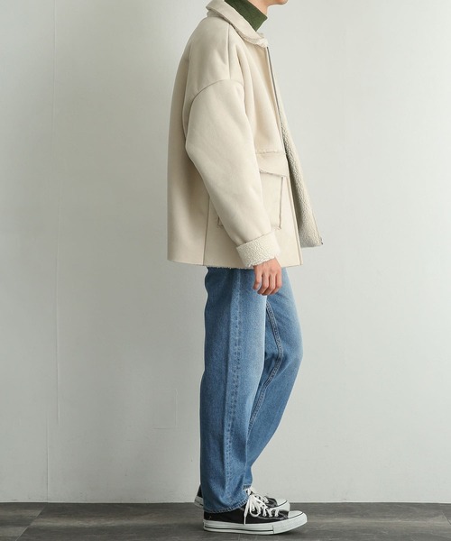 SENSE OF PLACE by URBAN RESEARCH(センスオブプレイスバイアーバンリサーチ)の「『ユニセックス』ムートンジップブルゾン(ブルゾン・メンズ・ブラック/ライトベージュ/カーキ・MEDIUM/LARGE)」の9枚目の写真