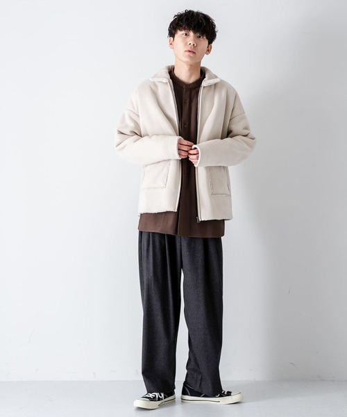 SENSE OF PLACE by URBAN RESEARCH(センスオブプレイスバイアーバンリサーチ)の「『ユニセックス』ムートンジップブルゾン(ブルゾン・メンズ・ブラック/ライトベージュ/カーキ・MEDIUM/LARGE)」の15枚目の写真