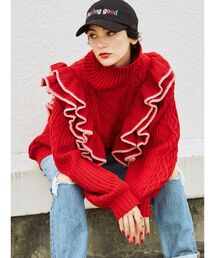 jouetie | カラーフリルチュニックニット(ニット/セーター)