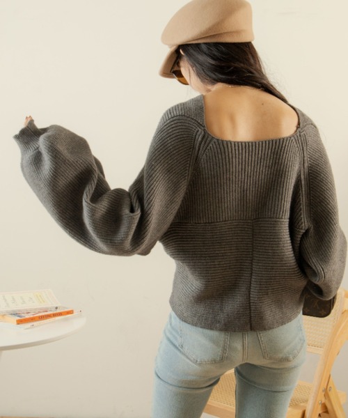 OLUPIC（オルピック）の「OLUPIC/【WEB限定】クロスデザインニットトップス（ニット/セーター・レディース・ダークグレー/アイボリー・FREE）」の20枚目の写真