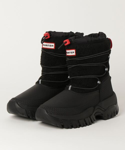 hunter original wanderer short sherpa snow boot in white