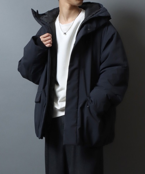 ANPAS（アンパス）の「ANPAS Hooded Eco Down Jacket/ANPAS 別注 ストレッチ オーバーサイズ エコダウンフードジャケット レディース メンズ 防風 防寒（ダウンジャケット/コート・メンズ・グレイッシュベージュ/グリーン/ブラック/アイボリー/チャコール・M/L/LL）」の20枚目の写真