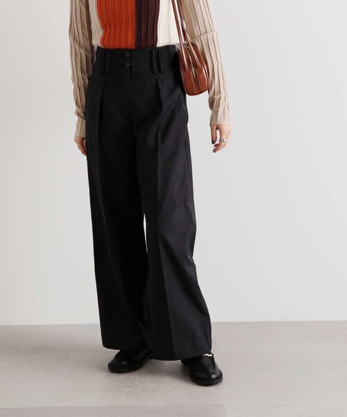 N.（N. Natural Beauty Basic）（エヌエヌナチュラルビューティーベーシック）の「タックウエストツイルワイドパンツ（その他パンツ・レディース・ブラック/カーキ・MEDIUM）」の15枚目の写真