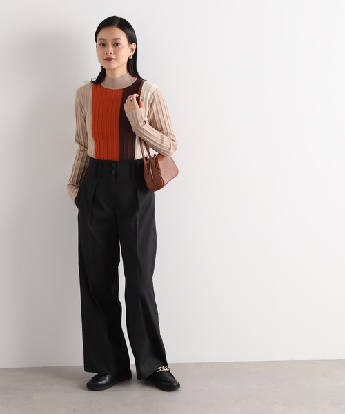 N.（N. Natural Beauty Basic）（エヌエヌナチュラルビューティーベーシック）の「タックウエストツイルワイドパンツ（その他パンツ・レディース・ブラック/カーキ・MEDIUM）」の2枚目の写真