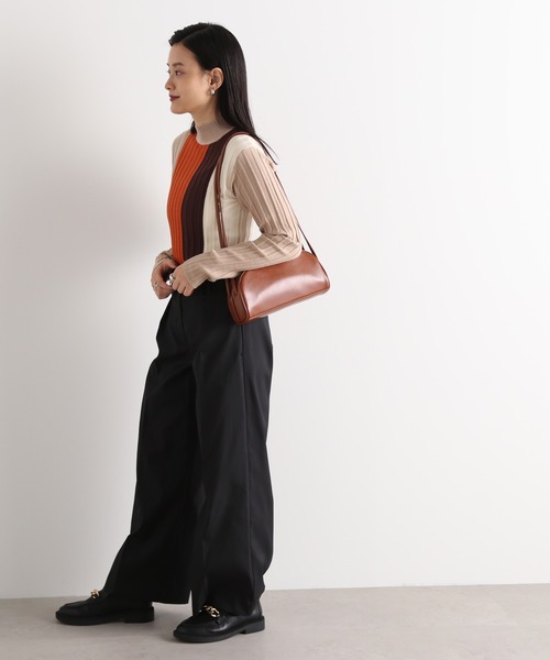 N.（N. Natural Beauty Basic）（エヌエヌナチュラルビューティーベーシック）の「タックウエストツイルワイドパンツ（その他パンツ・レディース・ブラック/カーキ・MEDIUM）」の4枚目の写真