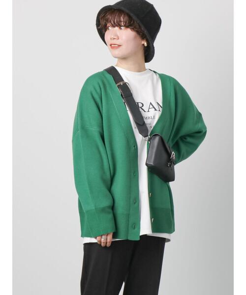 Lugnoncure（ルノンキュール）の「◎Vネックカーディガン（カーディガン/ボレロ・レディース・ブラック/レッド/オフホワイト/グリーン・ﾌﾘ-）」の5枚目の写真