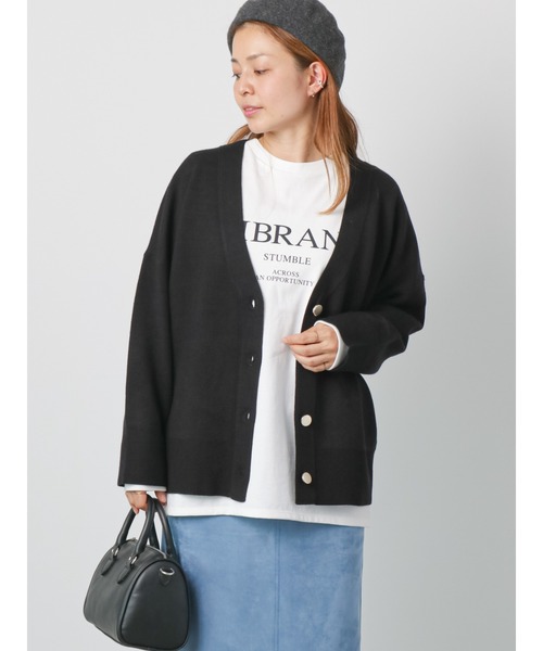 Lugnoncure（ルノンキュール）の「◎Vネックカーディガン（カーディガン/ボレロ・レディース・ブラック/レッド/オフホワイト/グリーン・ﾌﾘ-）」の3枚目の写真