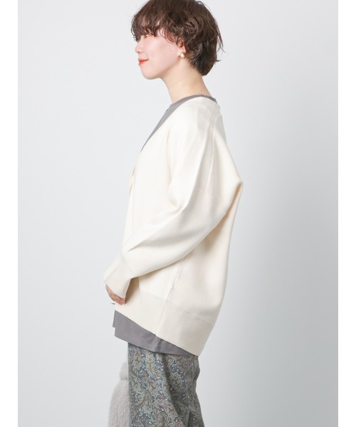 Lugnoncure（ルノンキュール）の「◎Vネックカーディガン（カーディガン/ボレロ・レディース・ブラック/レッド/オフホワイト/グリーン・ﾌﾘ-）」の14枚目の写真